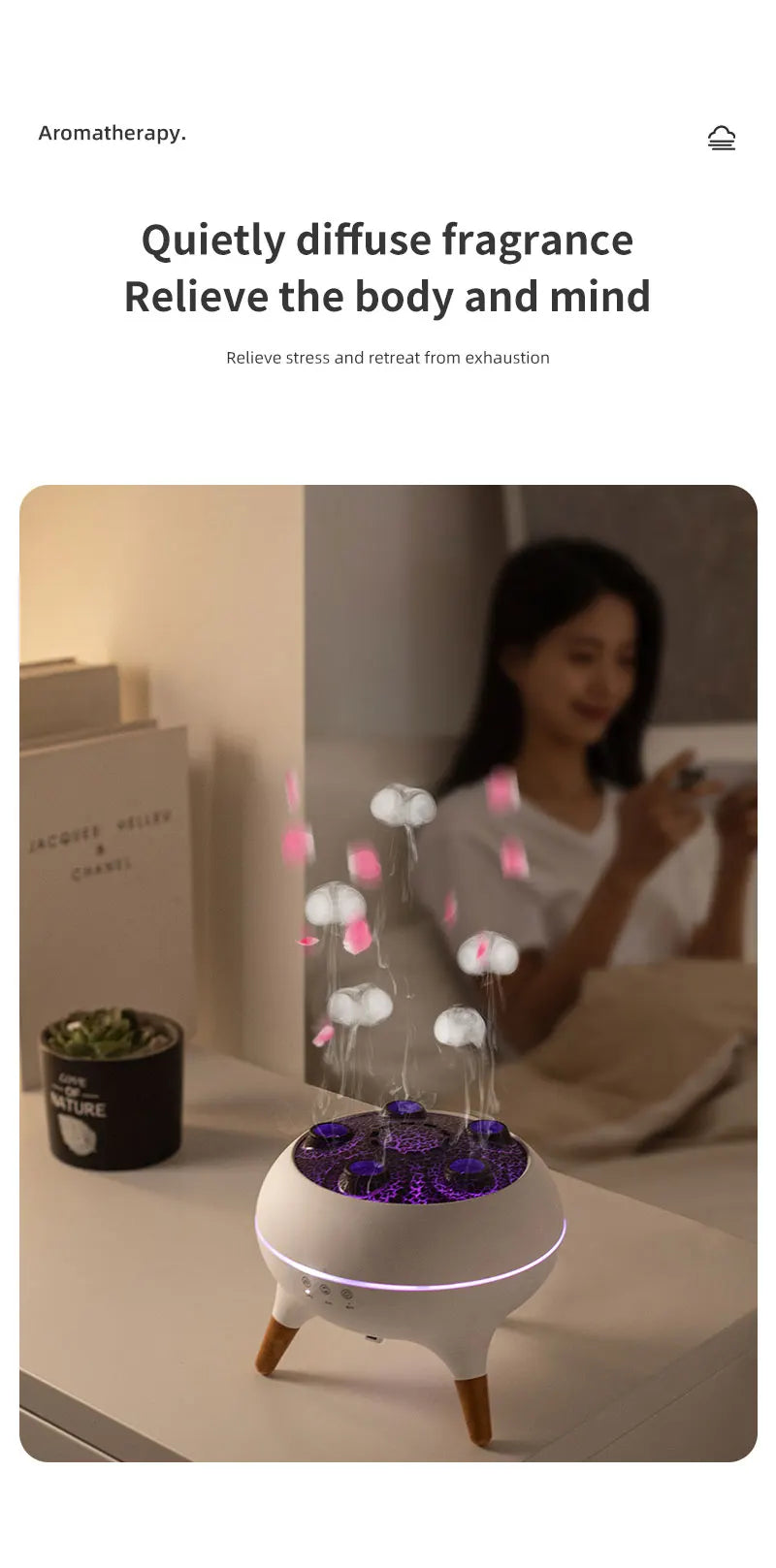 Dynamic Jellyfish Air Humidifier 250ml Essential Oil Diffuser Remote Control Bedroom Humidifier With 7 Colorful Night Lights