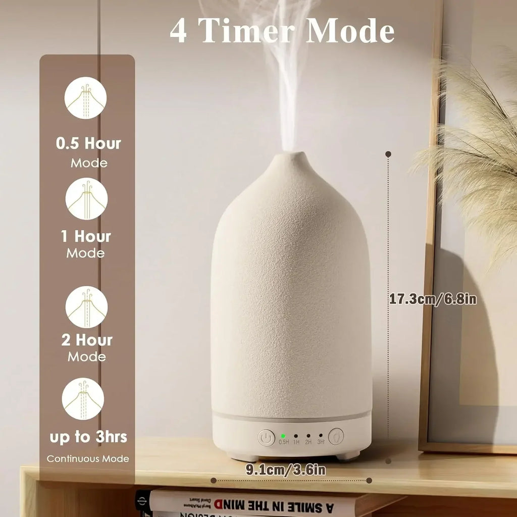Essential Oil Diffuser 100ml Ceramic Ultrasonic Aroma  Diffuser Humidifier Timer Setting 7 LED Colors Changing Lights For Home