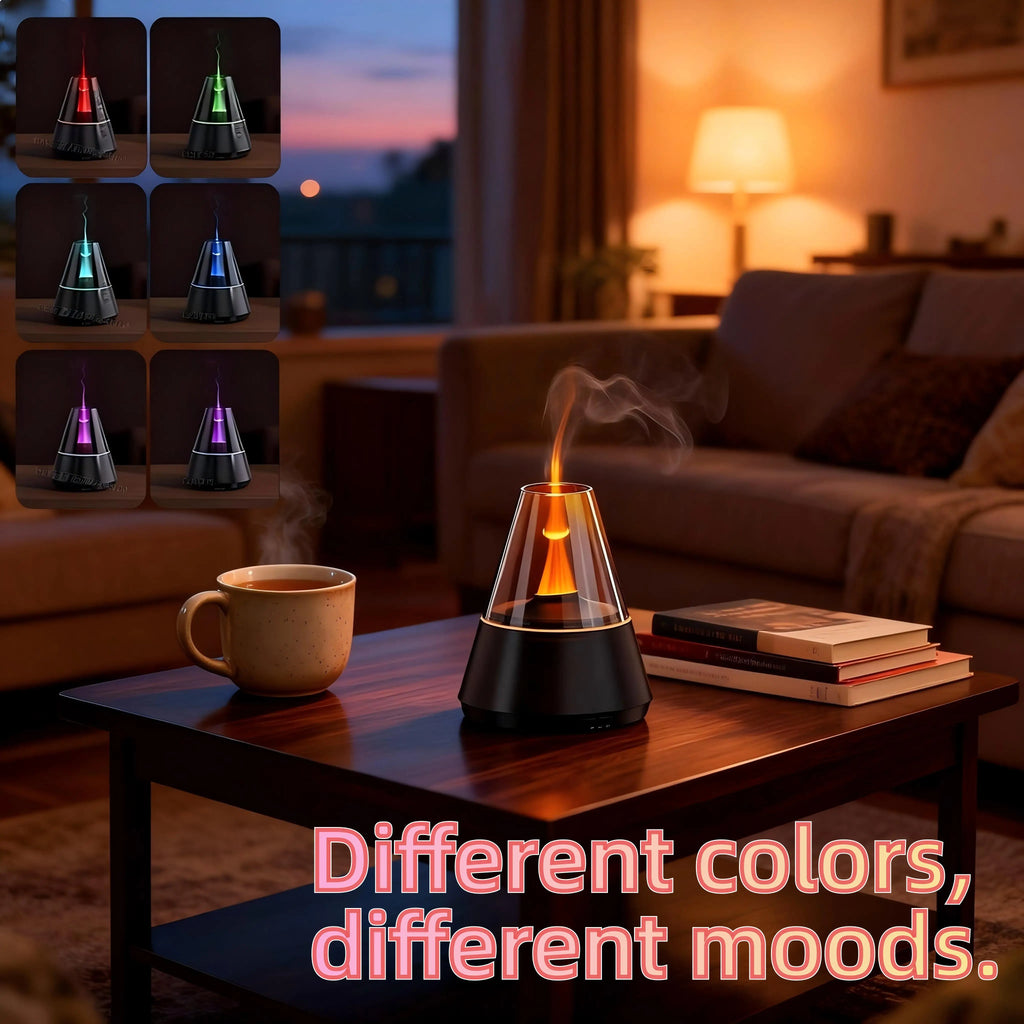Flame Essential Oil Diffuser Upgrade 7 Colour Lights Aromatherapy Diffuser Diffuser Air Humidifier Aroma Diffusers for Bedroom