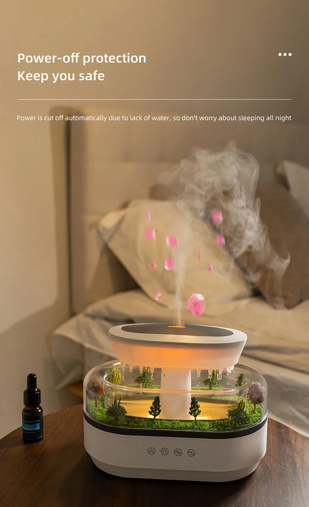 New Raindrop Air Humidifier Aroma Humidifier Colorful Atmosphere Light White Noise Music Essemtial Home Oil Fragrance Diffuser