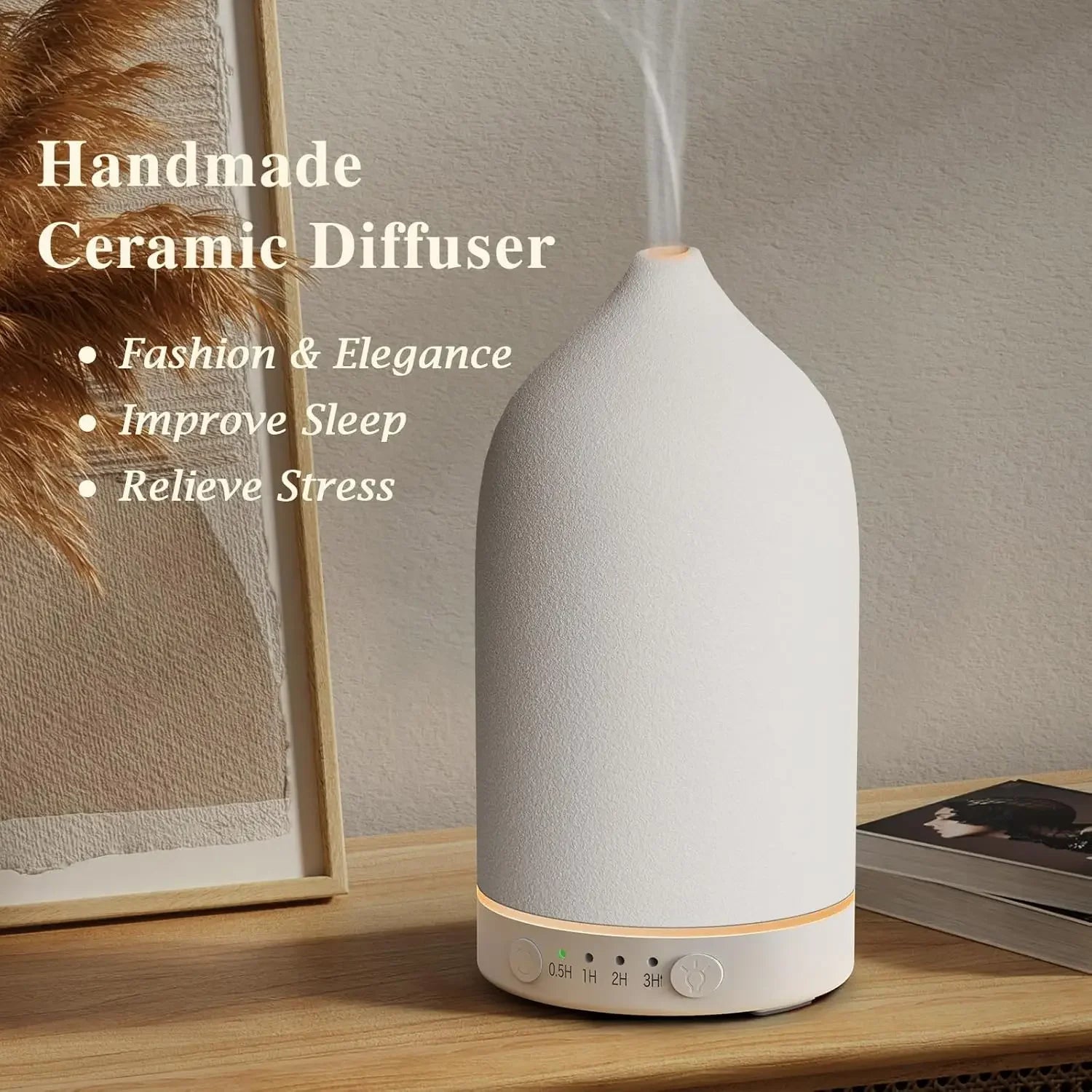 Essential Oil Diffuser 100ml Ceramic Ultrasonic Aroma  Diffuser Humidifier Timer Setting 7 LED Colors Changing Lights For Home