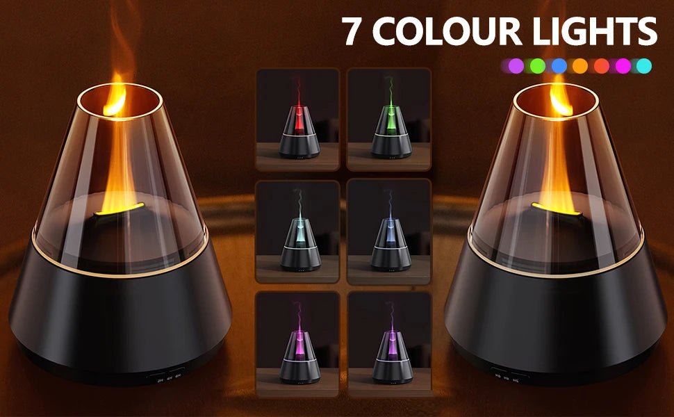 Flame Essential Oil Diffuser Upgrade 7 Colour Lights Aromatherapy Diffuser Diffuser Air Humidifier Aroma Diffusers for Bedroom