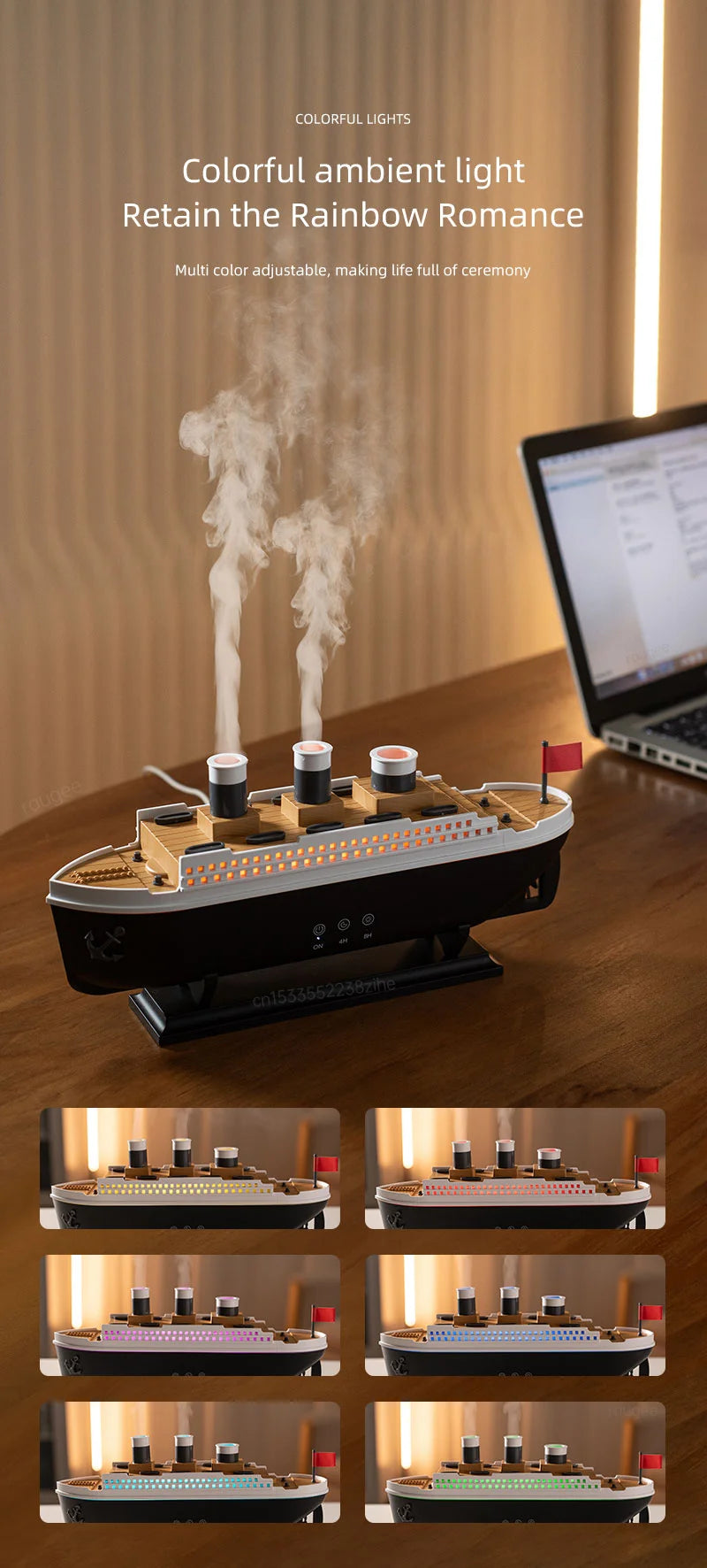 Titanic Ship Model Air Humidifier Essential Oil Diffuser Jellyfish Smoke Ring Fragrance Aroma Humidifier With Remote Control
