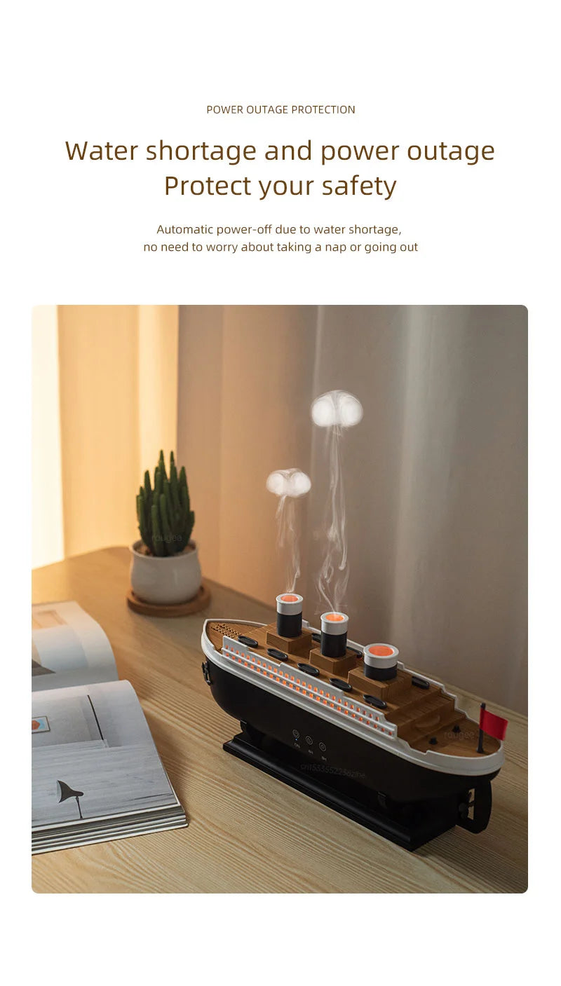 Titanic Ship Model Air Humidifier Essential Oil Diffuser Jellyfish Smoke Ring Fragrance Aroma Humidifier With Remote Control