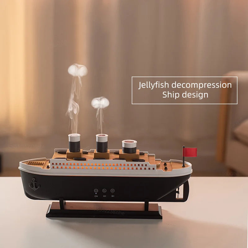 Titanic Ship Model Air Humidifier Essential Oil Diffuser Jellyfish Smoke Ring Fragrance Aroma Humidifier With Remote Control