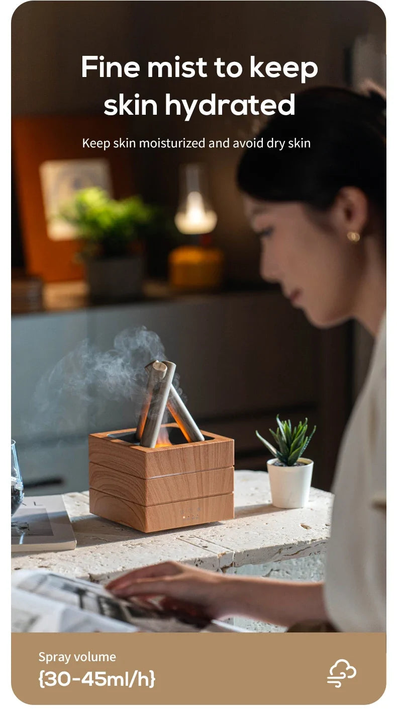 280ml Flame Aroma Diffuser USB Air Humidifier Colorful Atmosphere Light and Remote Control Bonfire Essential Oil Aroma Diffuser
