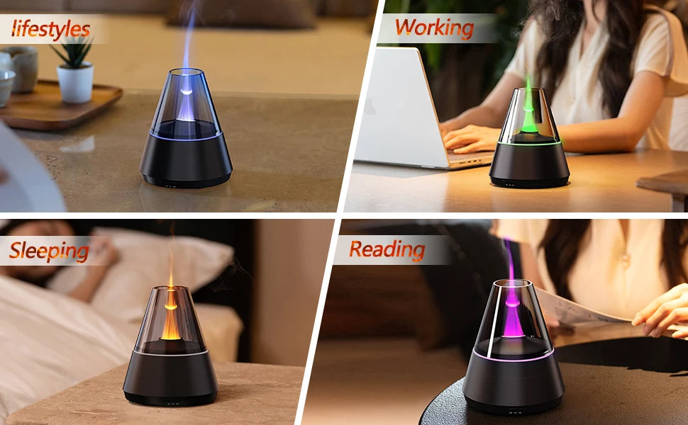 Flame Essential Oil Diffuser Upgrade 7 Colour Lights Aromatherapy Diffuser Diffuser Air Humidifier Aroma Diffusers for Bedroom