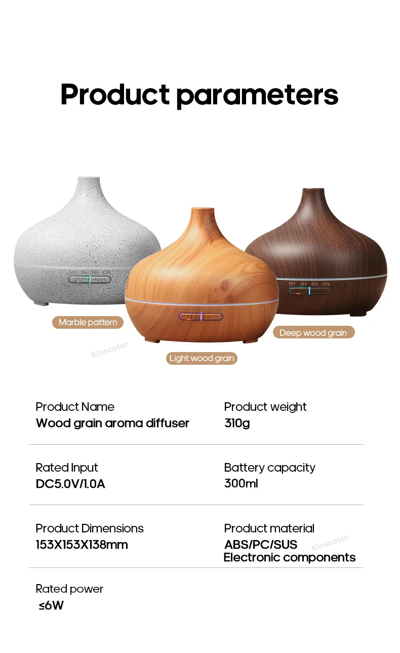 Wood Grain Aromatherapy Diffuser USB Humidifier Desktop Air Purifier Essential Oil Aroma Cool Mist Difusor