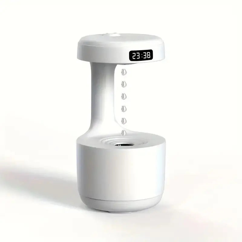 USB-Powered Anti-Gravity Humidifier with Clock & Night Light - Enhances Air Quality and Mood in Living Room