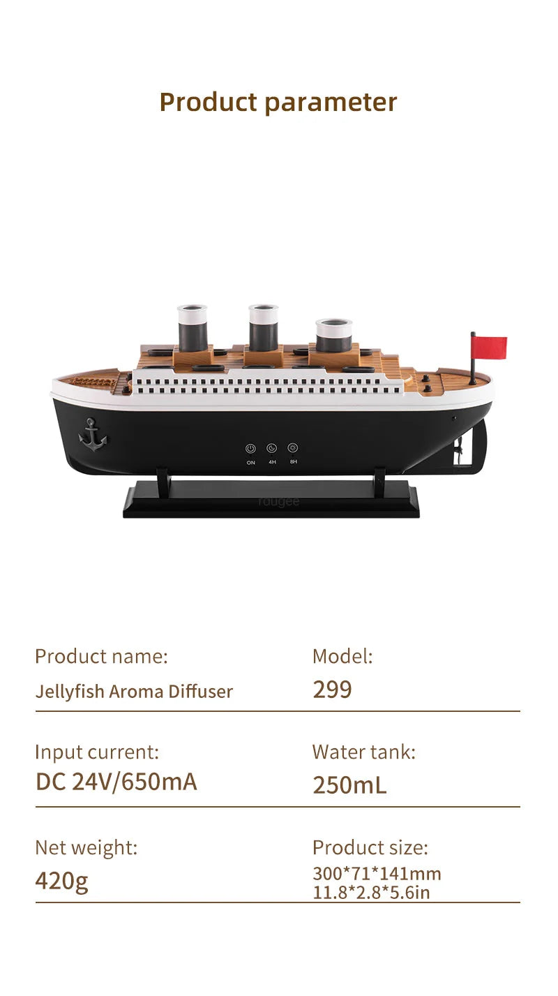 Titanic Ship Model Air Humidifier Essential Oil Diffuser Jellyfish Smoke Ring Fragrance Aroma Humidifier With Remote Control
