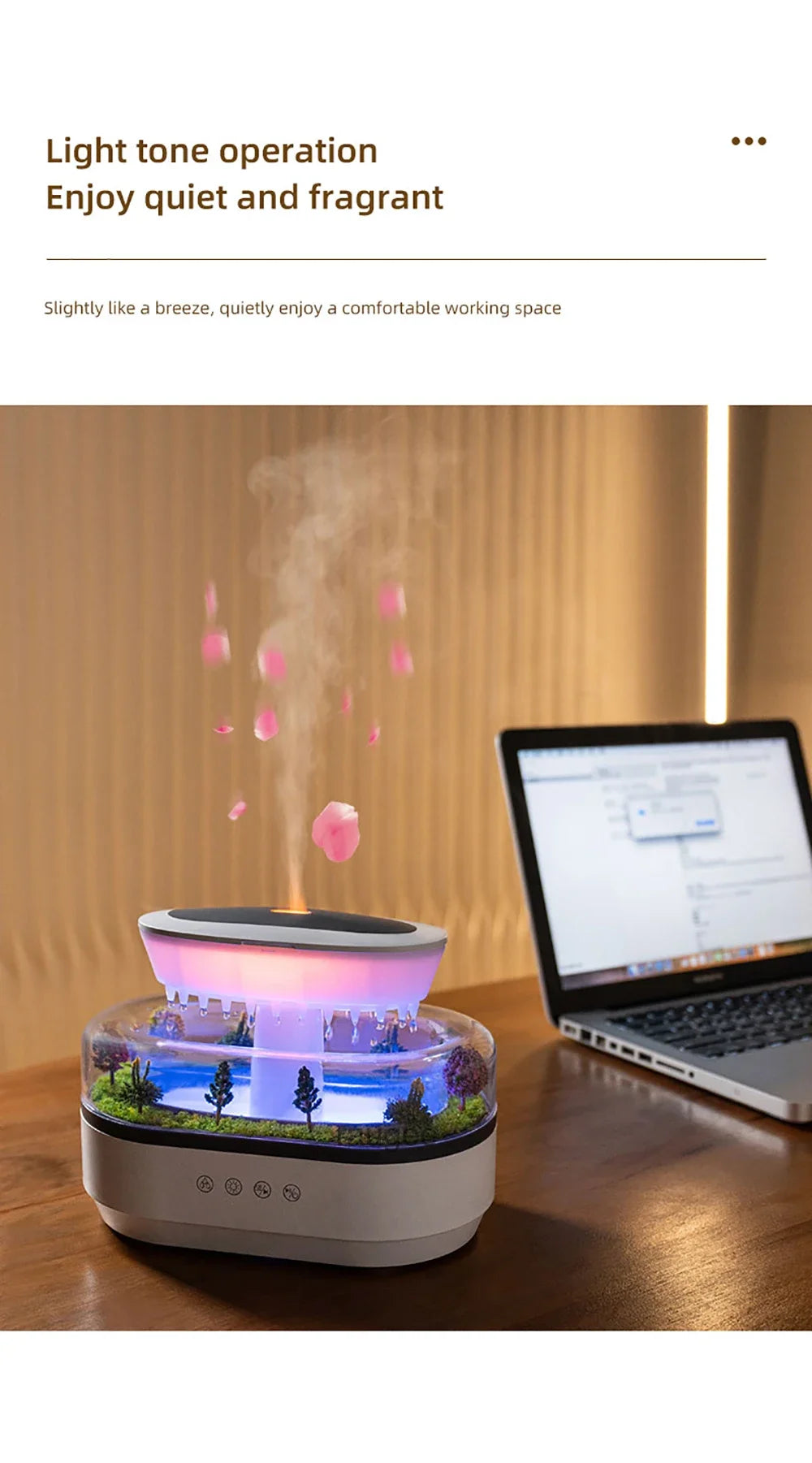 New Raindrop Air Humidifier Aroma Humidifier Colorful Atmosphere Light White Noise Music Essemtial Home Oil Fragrance Diffuser