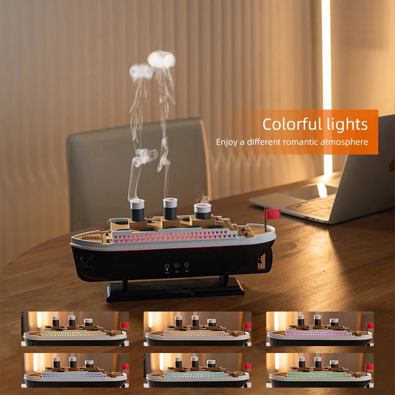 Titanic Ship Model Air Humidifier Essential Oil Diffuser Jellyfish Smoke Ring Fragrance Aroma Humidifier With Remote Control
