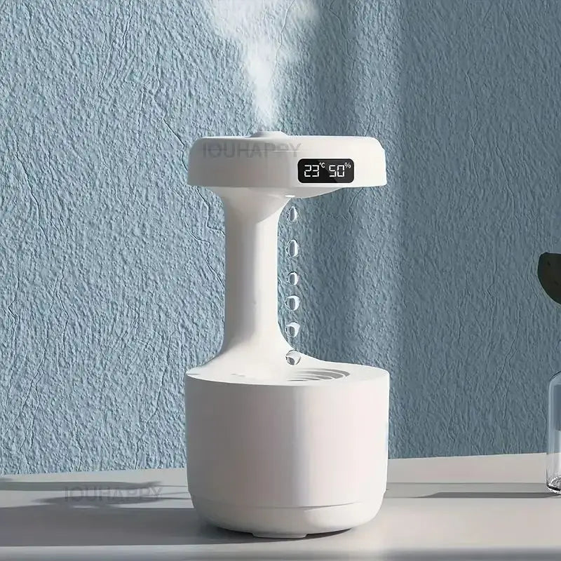 USB-Powered Anti-Gravity Humidifier with Clock & Night Light - Enhances Air Quality and Mood in Living Room