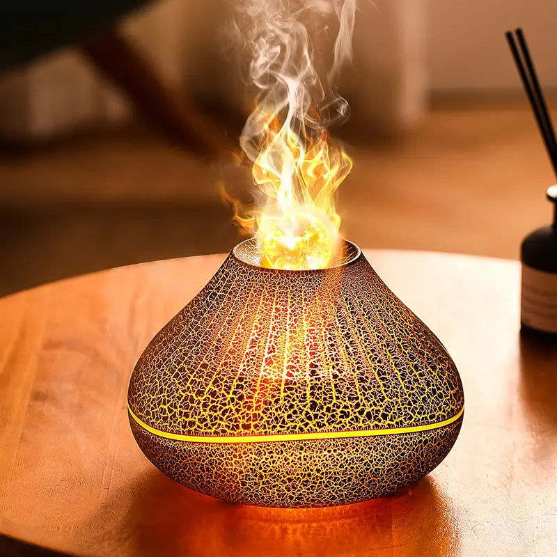 Volcanic Lava Crack Aromatherapy Diffuser with Humidifier Night Light Essential Oil Functionality for Home Office and Car