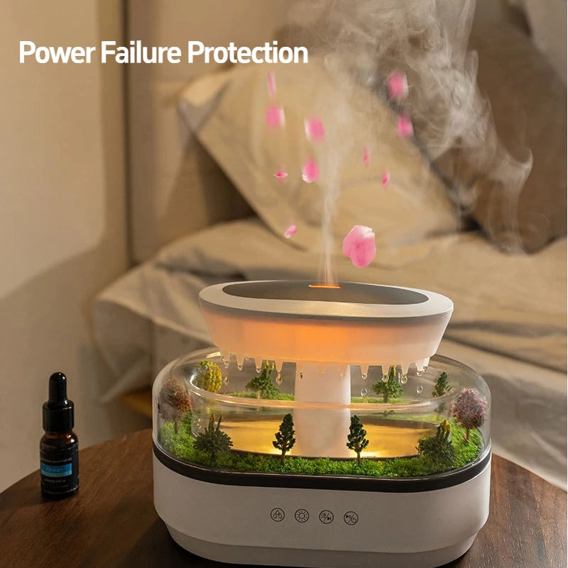 New Raindrop Air Humidifier Aroma Humidifier Colorful Atmosphere Light White Noise Music Essemtial Home Oil Fragrance Diffuser