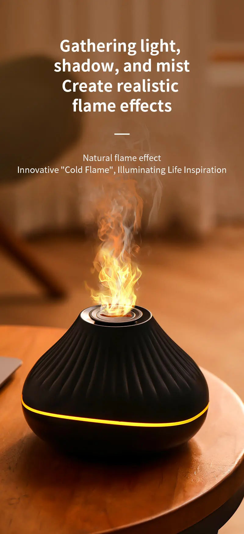 Volcanic Lava Crack Aromatherapy Diffuser with Humidifier Night Light Essential Oil Functionality for Home Office and Car