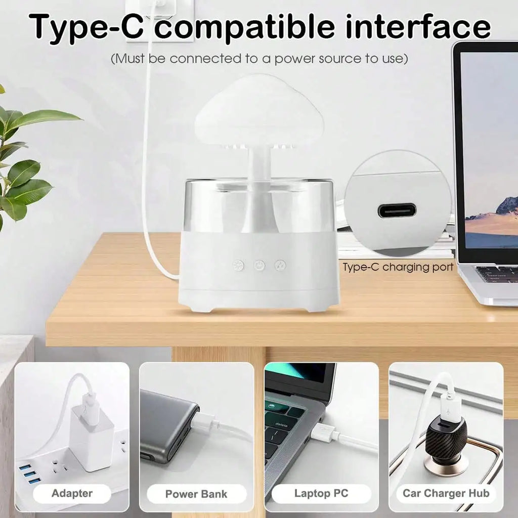 1PC Mushroom cloud with atomizing diffuser humidifier aromatherapy diffuser colorful gradient lighting atmosphere night light