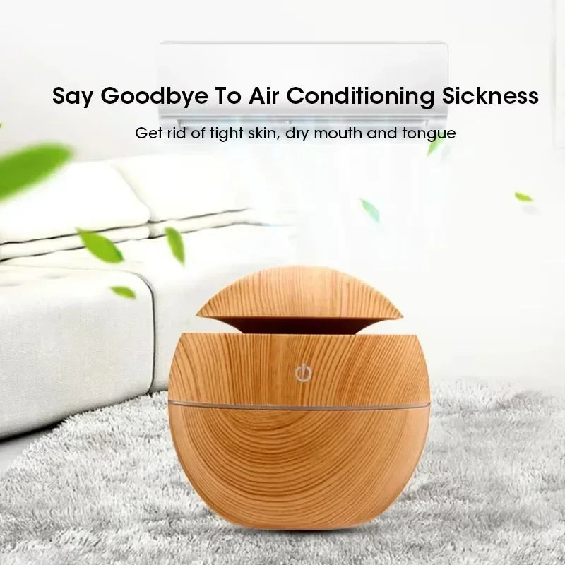 Mini Woodgrain Ultrasonic USB Essential Oil Diffuser Portable Desktop Aromatherapy Air Humidifier for Home Office Use