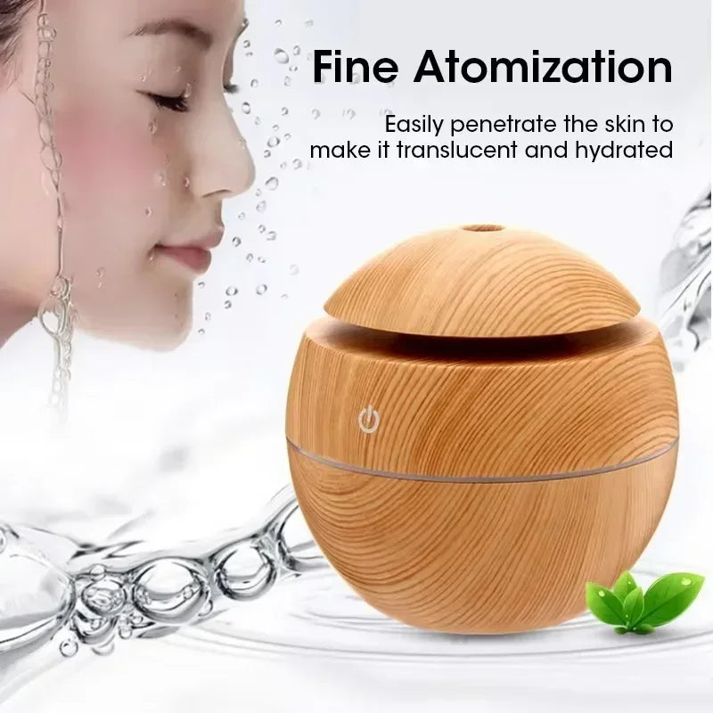 Mini Woodgrain Ultrasonic USB Essential Oil Diffuser Portable Desktop Aromatherapy Air Humidifier for Home Office Use