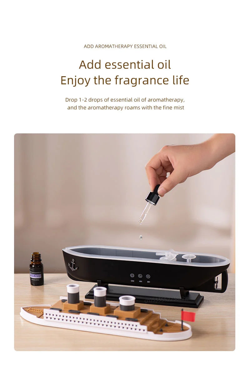 Titanic Ship Model Air Humidifier Essential Oil Diffuser Jellyfish Smoke Ring Fragrance Aroma Humidifier With Remote Control
