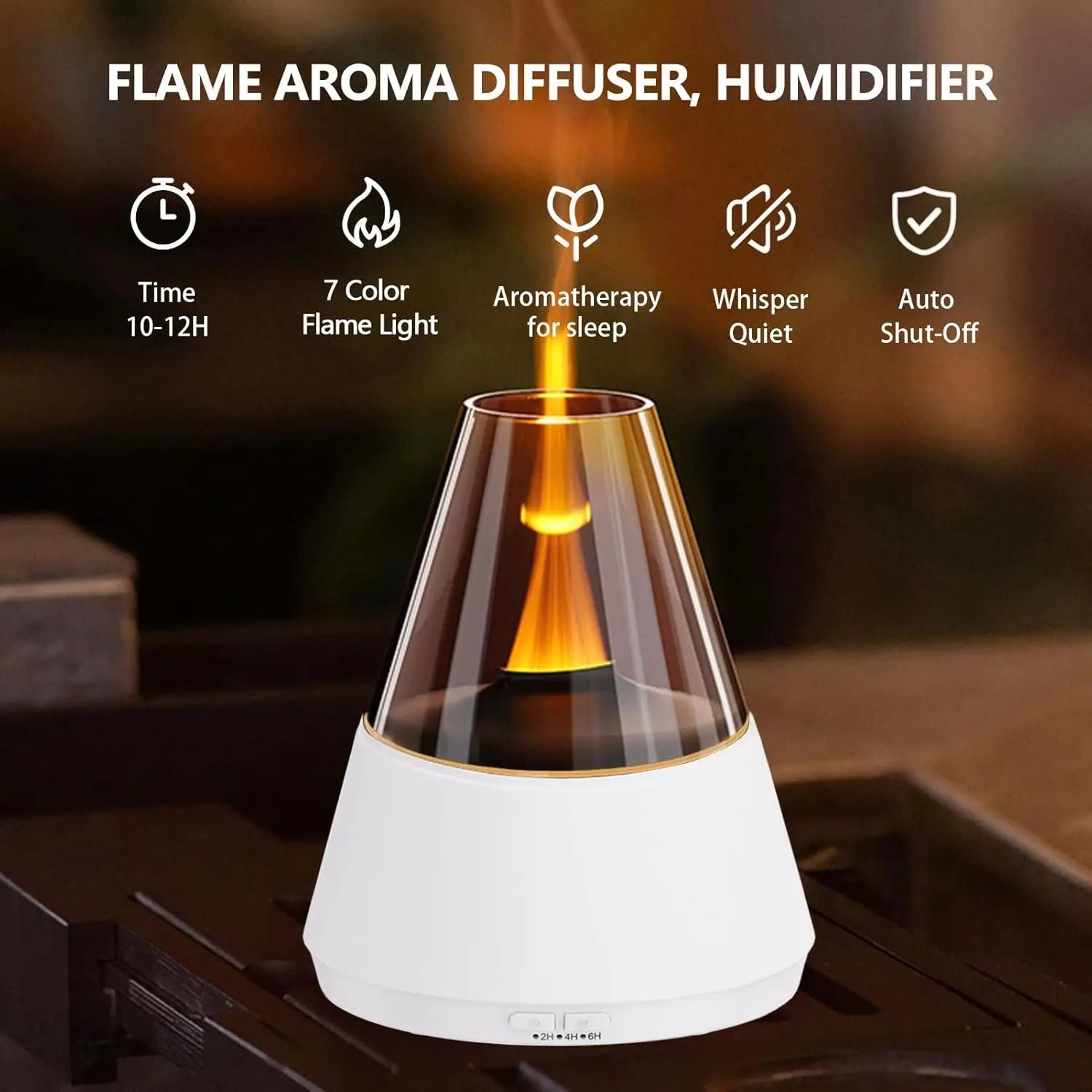 Flame Essential Oil Diffuser Upgrade 7 Colour Lights Aromatherapy Diffuser Diffuser Air Humidifier Aroma Diffusers for Bedroom