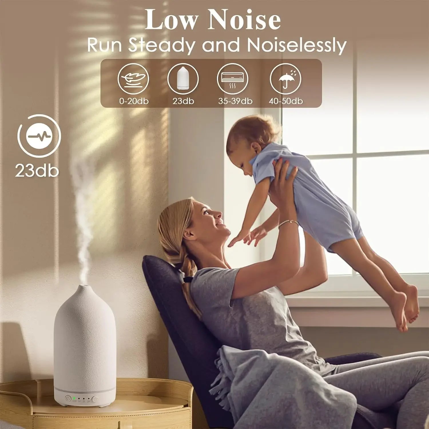 Essential Oil Diffuser 100ml Ceramic Ultrasonic Aroma  Diffuser Humidifier Timer Setting 7 LED Colors Changing Lights For Home