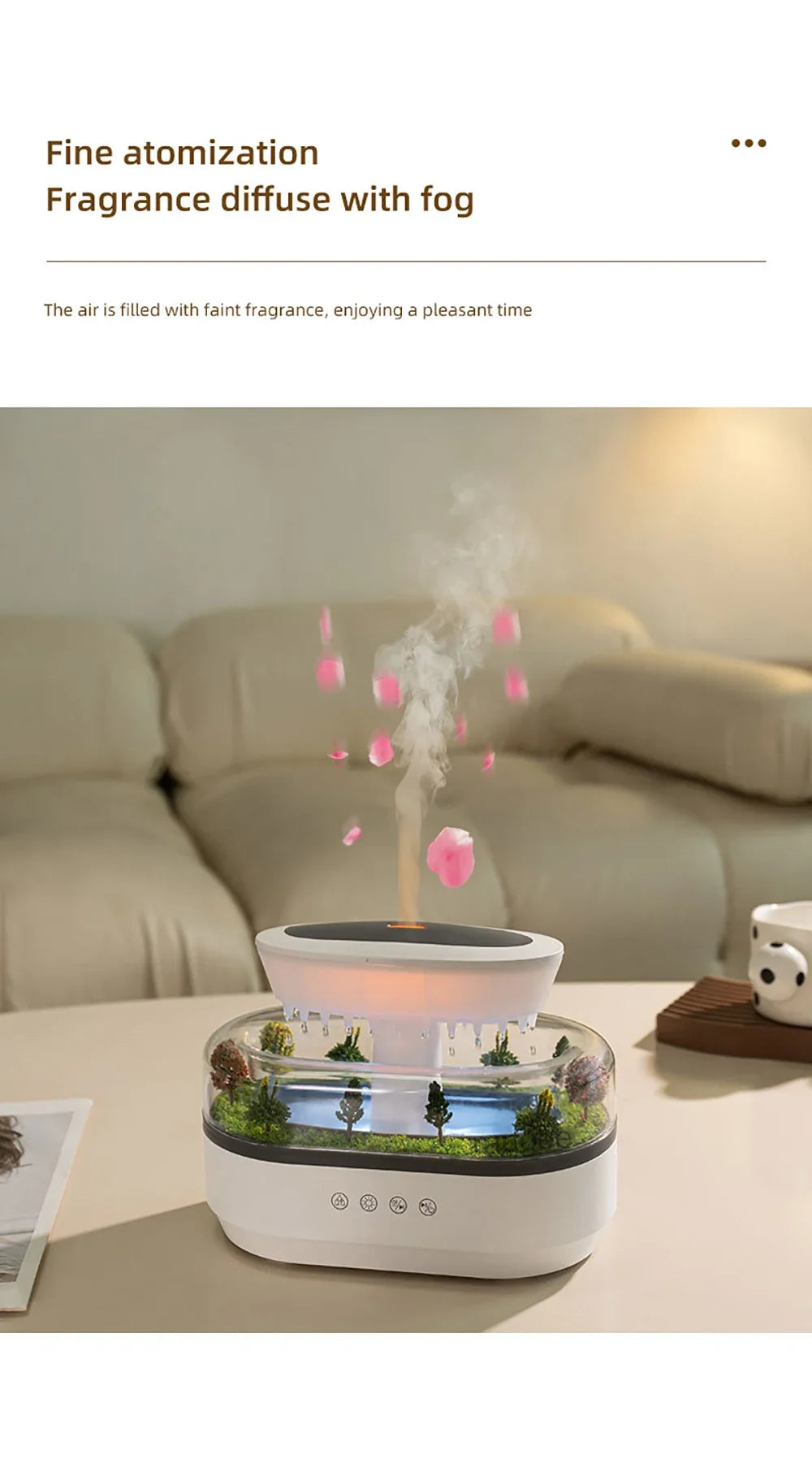 New Raindrop Air Humidifier Aroma Humidifier Colorful Atmosphere Light White Noise Music Essemtial Home Oil Fragrance Diffuser