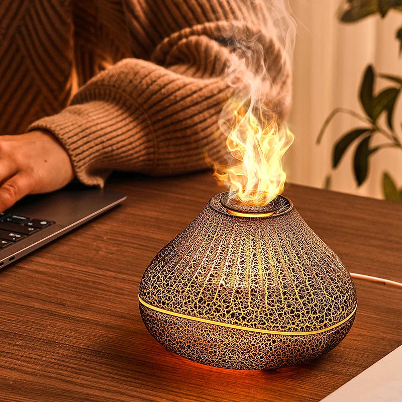 Volcanic Lava Crack Aromatherapy Diffuser with Humidifier Night Light Essential Oil Functionality for Home Office and Car