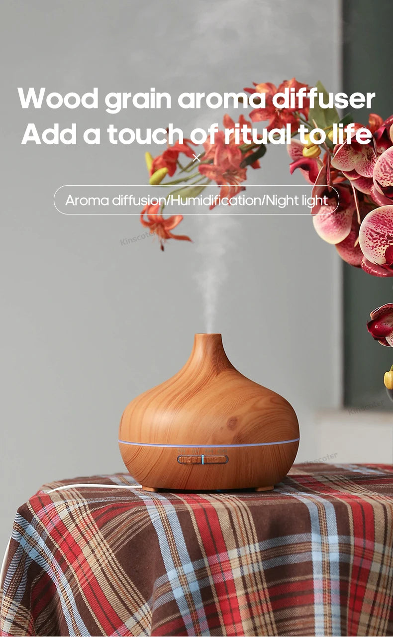 Wood Grain Aromatherapy Diffuser USB Humidifier Desktop Air Purifier Essential Oil Aroma Cool Mist Difusor