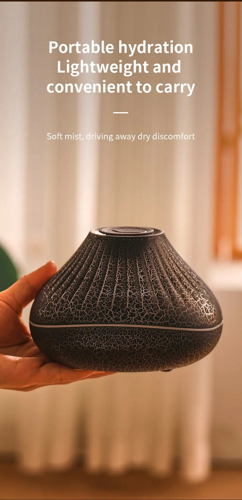 Volcanic Lava Crack Aromatherapy Diffuser with Humidifier Night Light Essential Oil Functionality for Home Office and Car