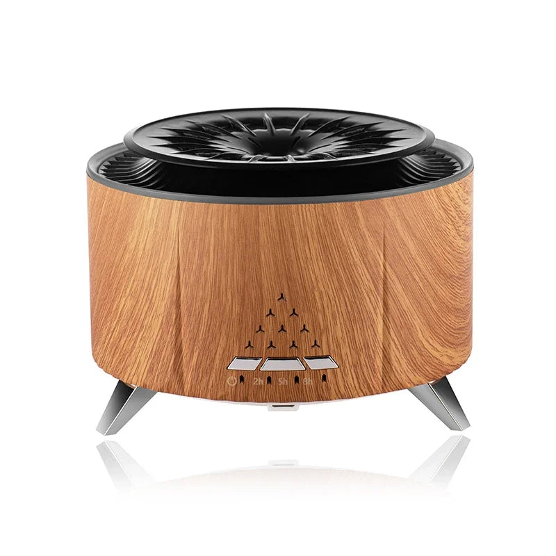 Flame Volcano Air Humidifier Bluetooth Wood Lava Aroma Humidifier Essential Oil Diffuser Bedroom White Noise Hypnosis