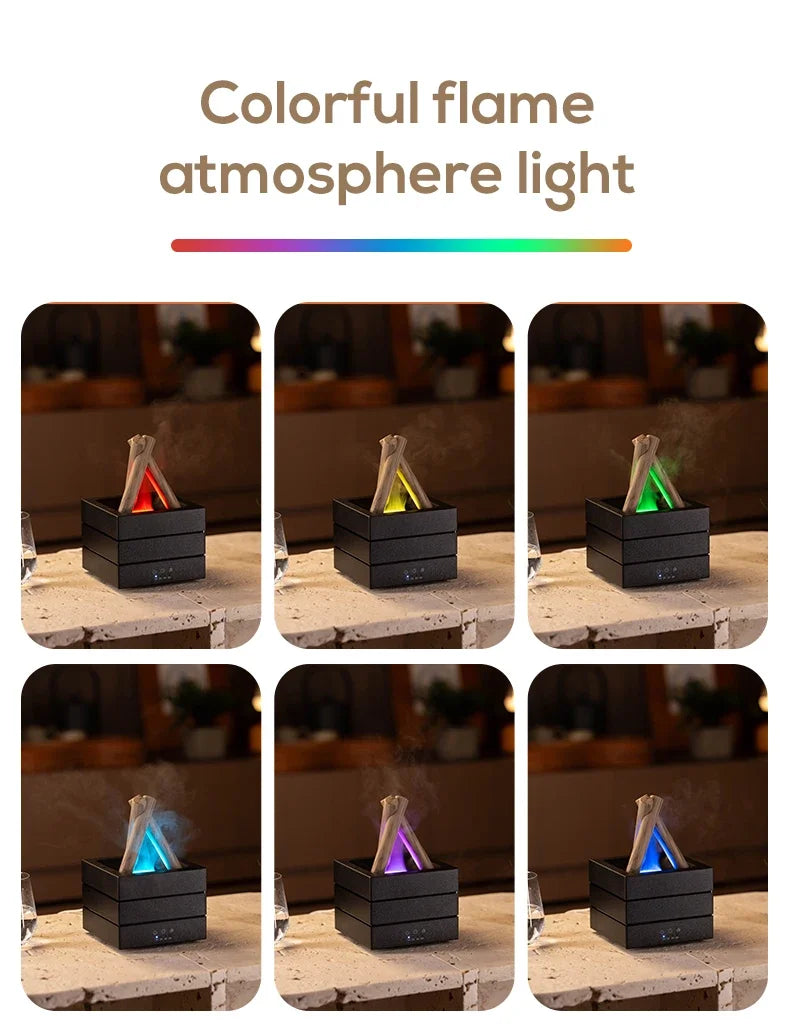 280ml Flame Aroma Diffuser USB Air Humidifier Colorful Atmosphere Light and Remote Control Bonfire Essential Oil Aroma Diffuser