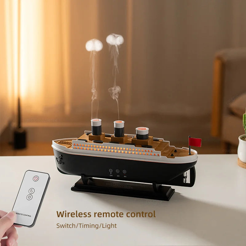 Titanic Ship Model Air Humidifier Essential Oil Diffuser Jellyfish Smoke Ring Fragrance Aroma Humidifier With Remote Control