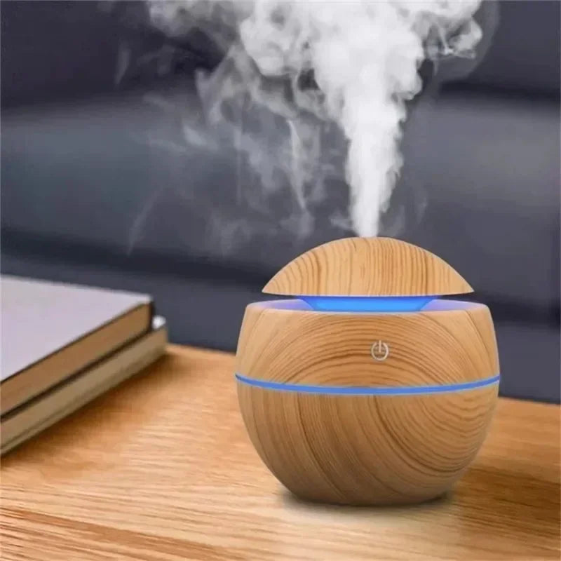 Mini Woodgrain Ultrasonic USB Essential Oil Diffuser Portable Desktop Aromatherapy Air Humidifier for Home Office Use