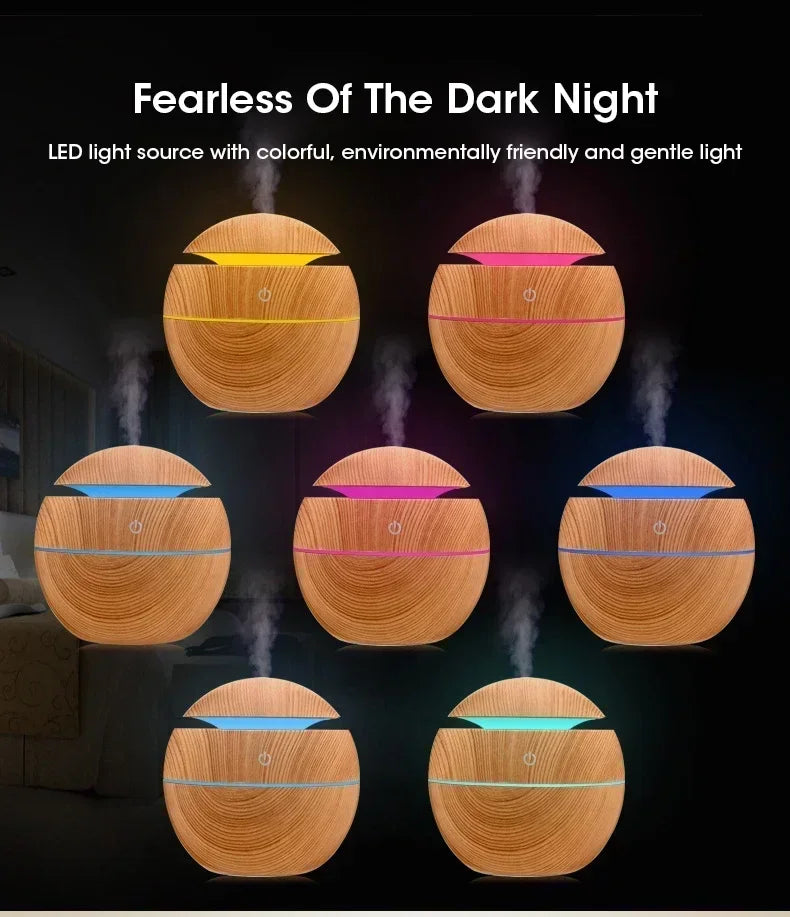 Mini Woodgrain Ultrasonic USB Essential Oil Diffuser Portable Desktop Aromatherapy Air Humidifier for Home Office Use