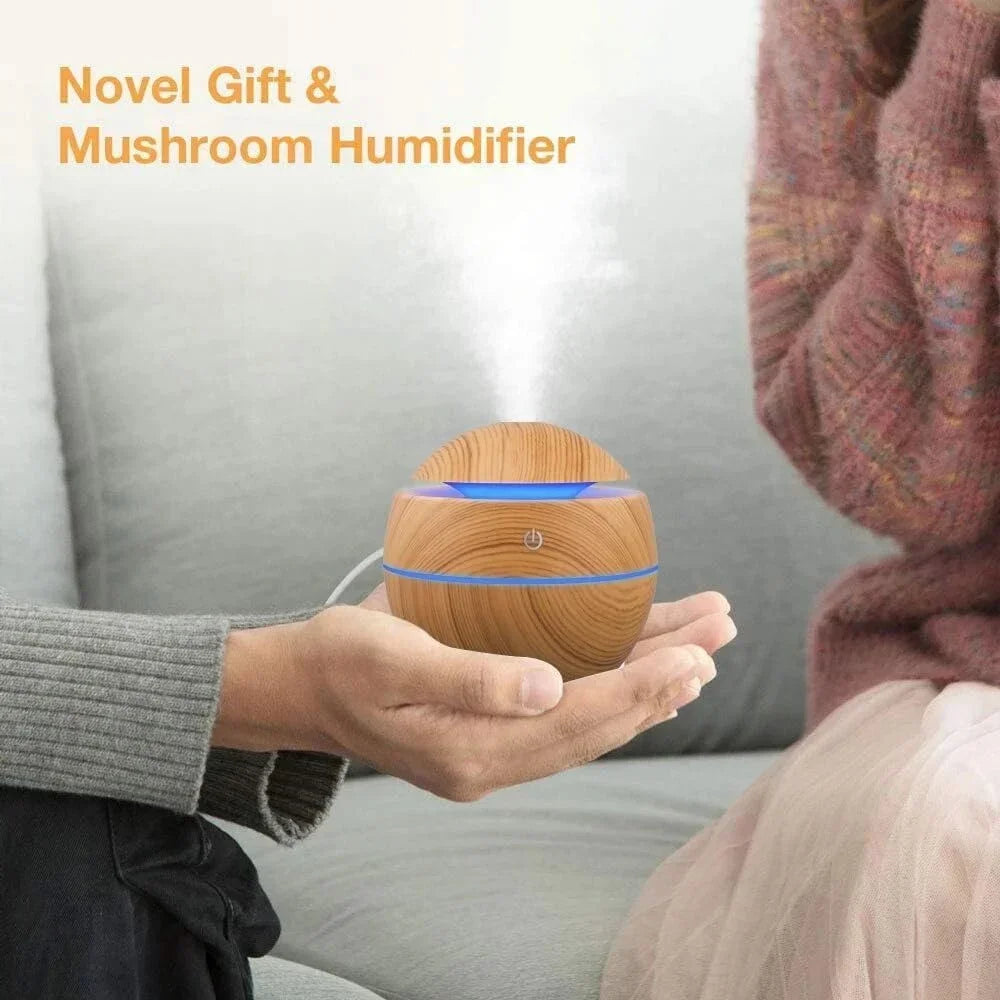 Mini Woodgrain Ultrasonic USB Essential Oil Diffuser Portable Desktop Aromatherapy Air Humidifier for Home Office Use