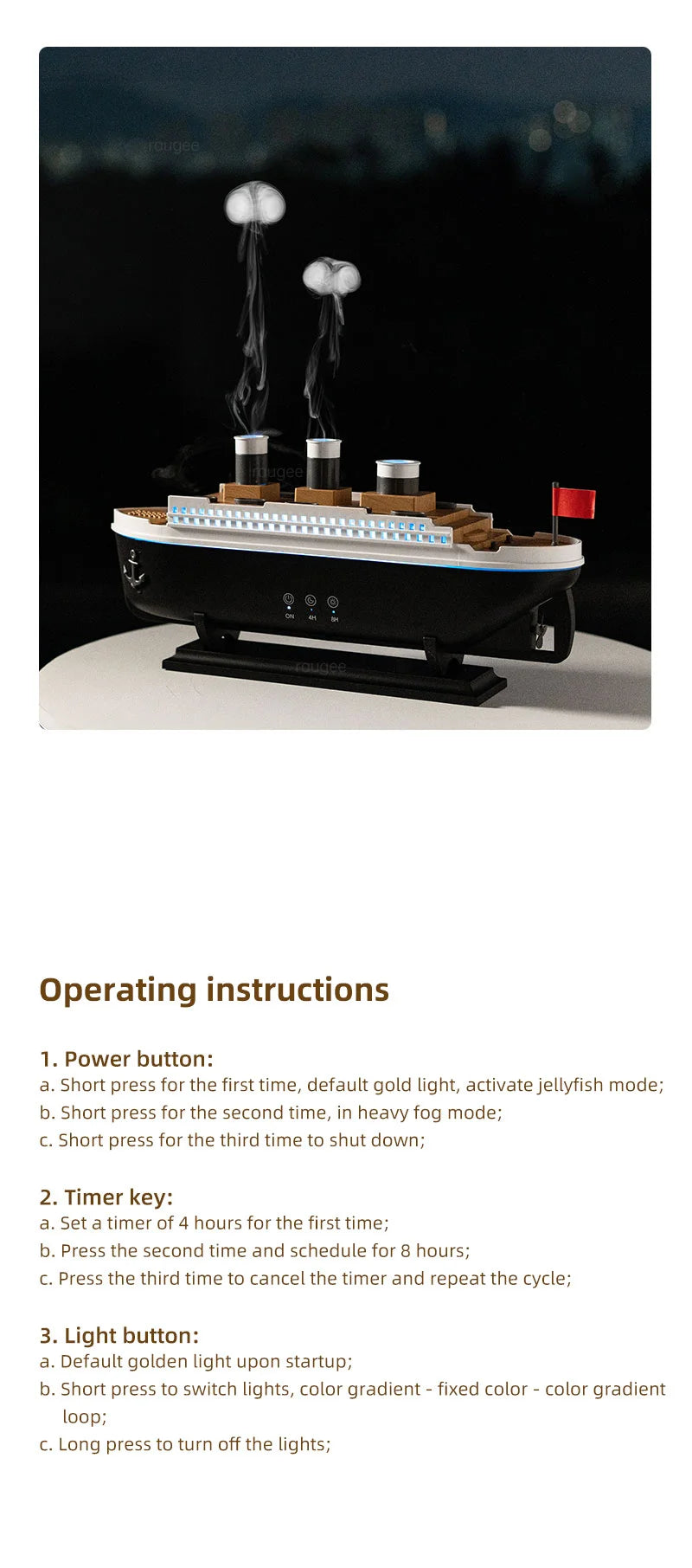 Titanic Ship Model Air Humidifier Essential Oil Diffuser Jellyfish Smoke Ring Fragrance Aroma Humidifier With Remote Control