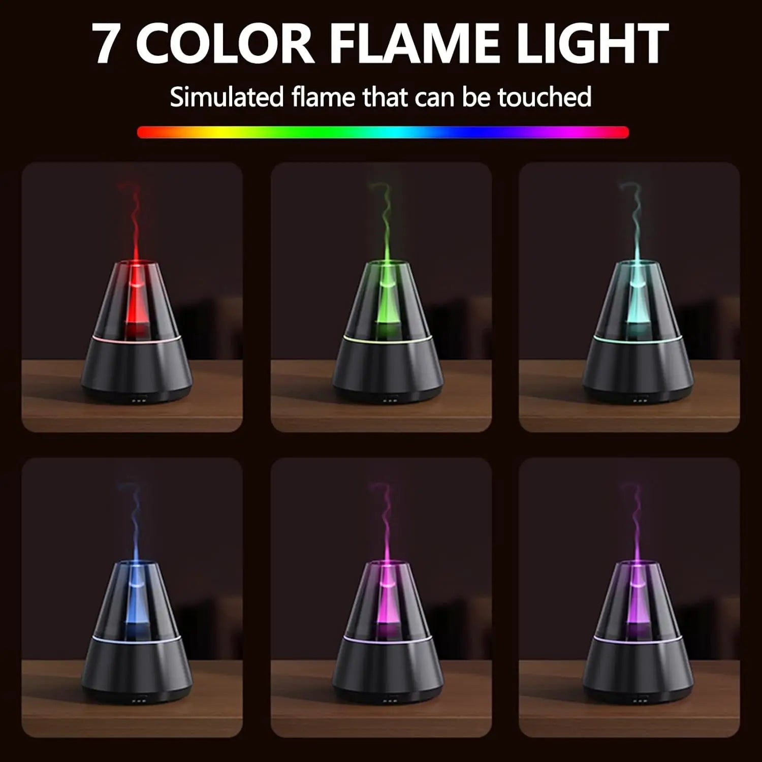 Flame Essential Oil Diffuser Upgrade 7 Colour Lights Aromatherapy Diffuser Diffuser Air Humidifier Aroma Diffusers for Bedroom