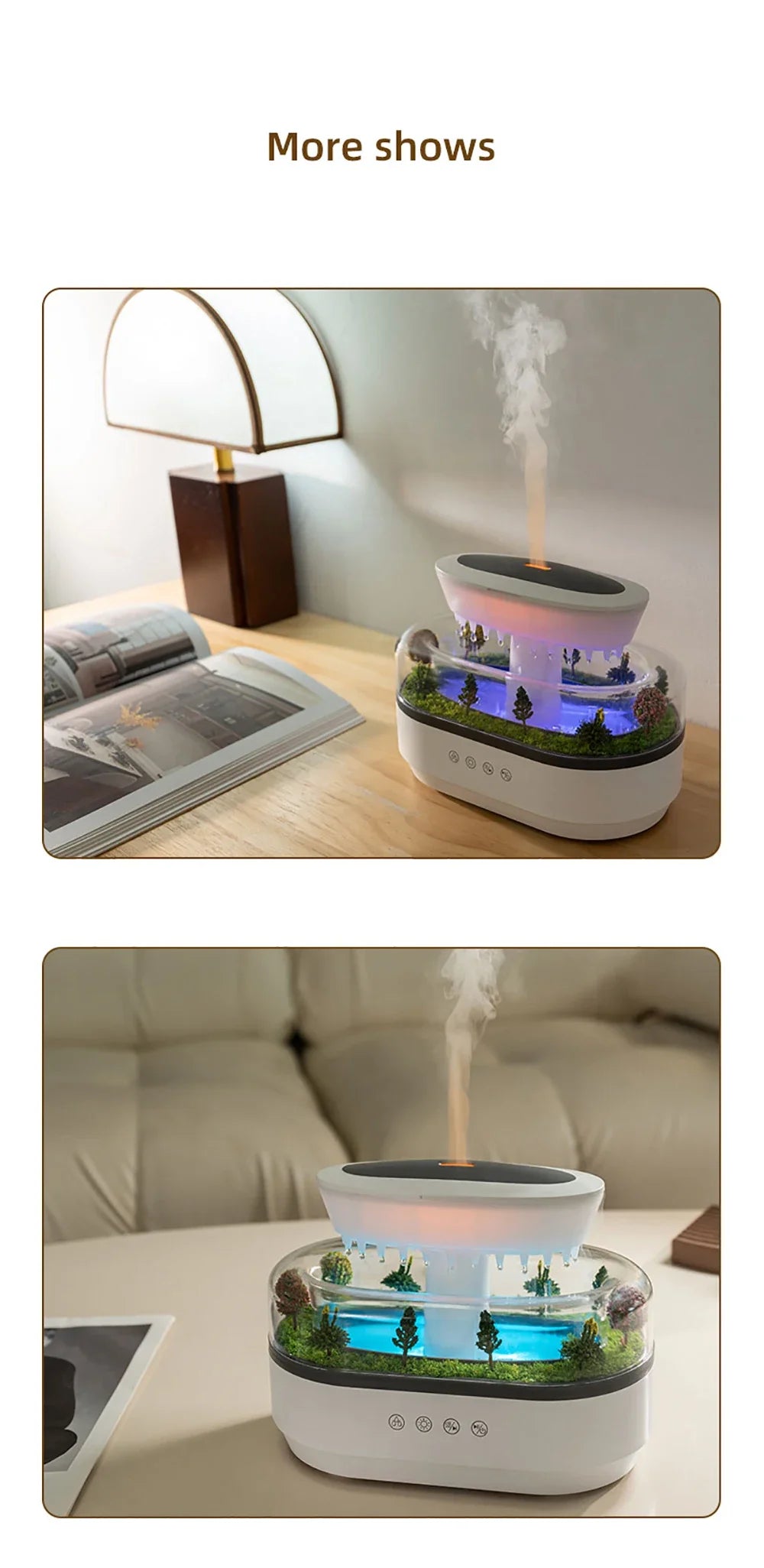 New Raindrop Air Humidifier Aroma Humidifier Colorful Atmosphere Light White Noise Music Essemtial Home Oil Fragrance Diffuser