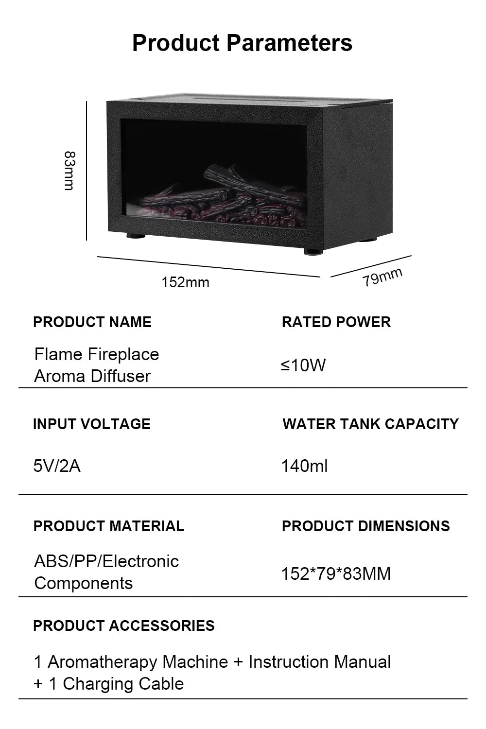 Fireplace Humidifier Aroma Flame Humidifier Fragrance Diffuser Aromatherapy Essential Oil Diffuser Fire Humidifier for Home Room