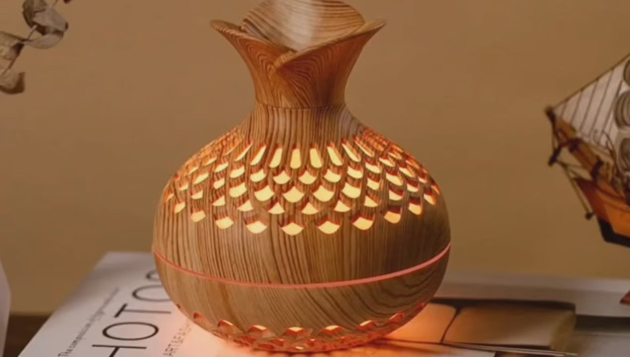 Wood Grain Mini Vase Air Humidifier USB Electric Ultrasonic Water Aroma Essential Oil Diffuser Home Room Fragrance Air Purifier